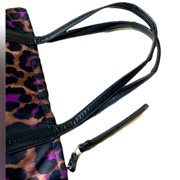 Coach Leopard Print Tote Bag - Black and Purple - Picture 7 of 14